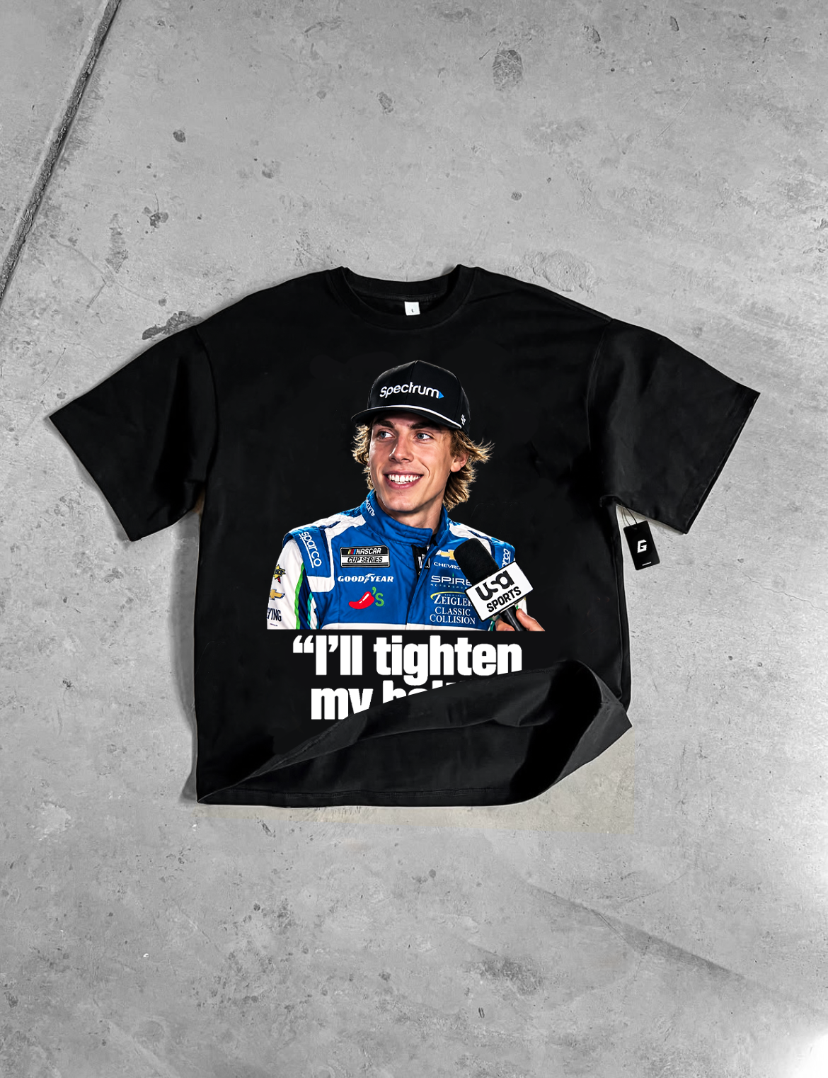 CARSON HOCEVAR "TIGHTEN MY BELTS" TEE